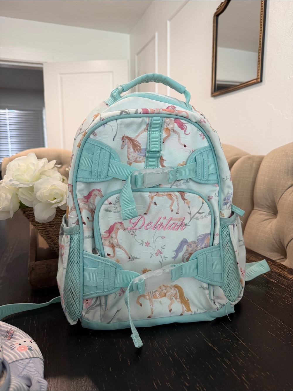 Pottery Barn Kids Mint Unicorn Backpack with Pastel Accents